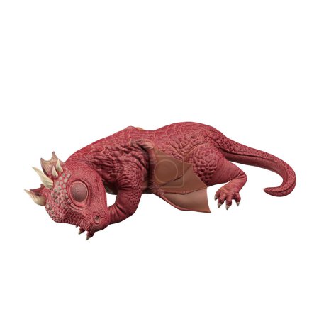 Téléchargez les photos : Bébé dragon rouge dormir rendu 3D - en image libre de droit