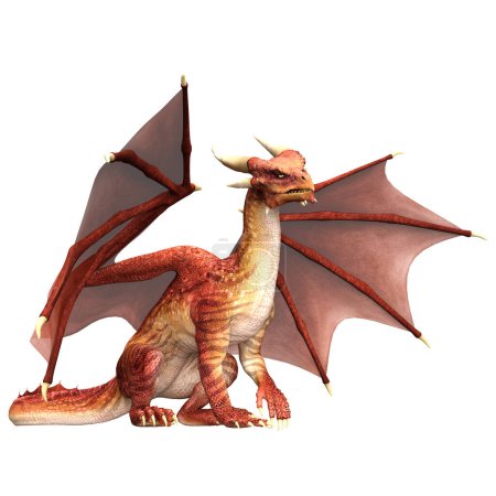 red dragon sitting 3D render
