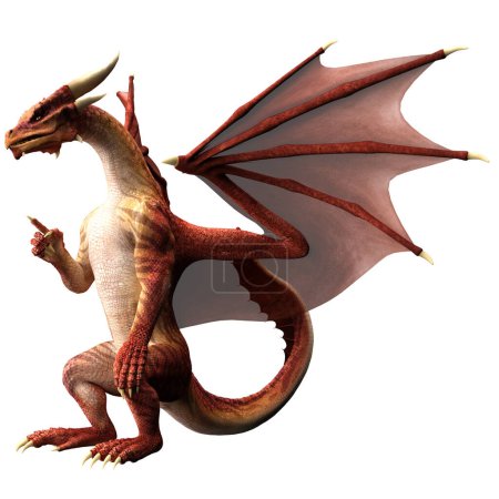 Foto de Dragón rojo sentado 3D render - Imagen libre de derechos