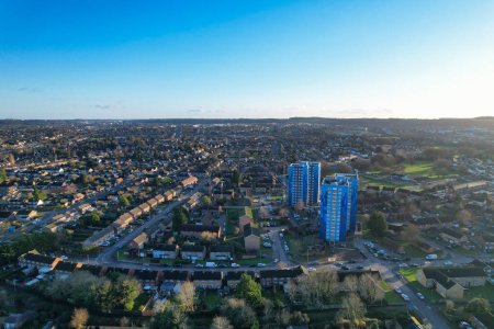 Photo for High Angle View of British Town and Residential Homes - Royalty Free Image