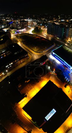 Photo for Aerial Night View of Central Luton City - Royalty Free Image