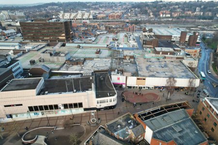 Photo for GREAT BRITAIN, LUTON - 22ND JANUARY, 2023: High Angle View of City Center, Modern and Historical View of Town of England - Royalty Free Image