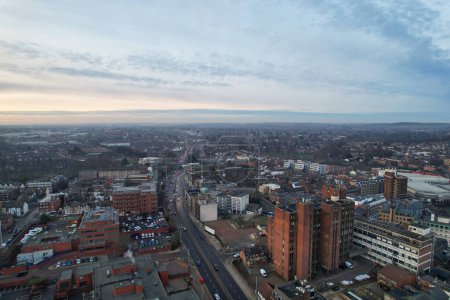 Photo for GREAT BRITAIN, LUTON - 22ND JANUARY, 2023: High Angle View of City Center, Modern and Historical View of Town of England - Royalty Free Image