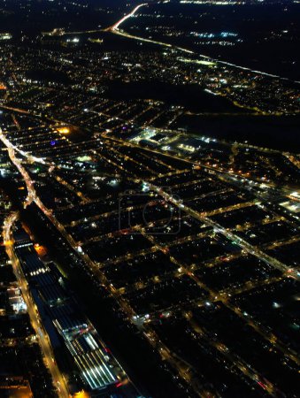 Photo for Aerial view of illuminated City at Night - Royalty Free Image