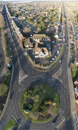 Photo for Aerial Panoramic View of Central Dunstable Town in Bedfordshire, England - Royalty Free Image
