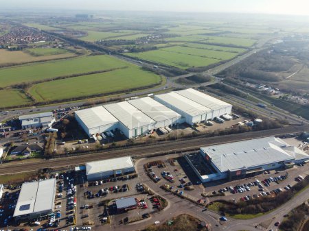 Photo for UNITED KINGDOM, BEDFORD - 6TH FEBRUARY, 2023: Aerial View of Kempston Business Retail Park Which is Located Near to Bedford Town of England - Royalty Free Image
