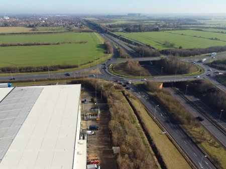 Photo for UNITED KINGDOM, BEDFORD - 6TH FEBRUARY, 2023: Aerial View of Kempston Business Retail Park Which is Located Near to Bedford Town of England - Royalty Free Image
