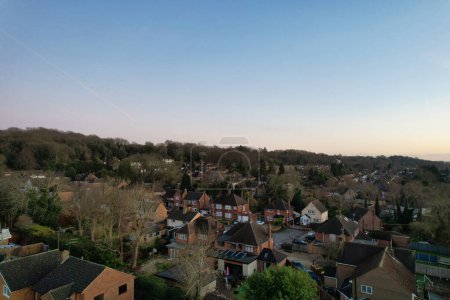 Photo for High Angle View of Central Luton City and Buildings During Sunset - Royalty Free Image
