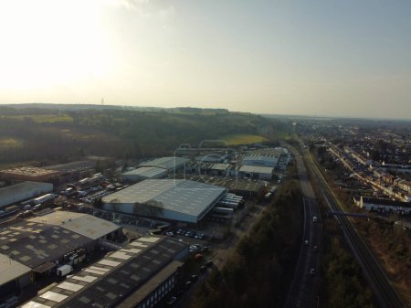 Photo for UNITED KINGDOM, LUTON - 15TH FEBRUARY, 2023: Drone View of Chaul End Lane Retail Park at Daytime - Royalty Free Image
