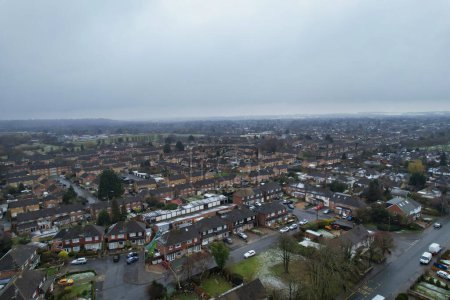 Photo for Aerial View of Luton City During Snow Fall - Royalty Free Image