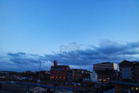 Photo for Low Angle Image of Downtown City Centre of Luton Town of England UK. Central Luton City and Roads View - Royalty Free Image