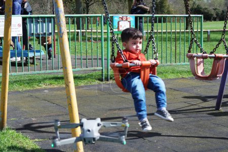 Photo for Portrait of cute little boy at playground in the park - Royalty Free Image