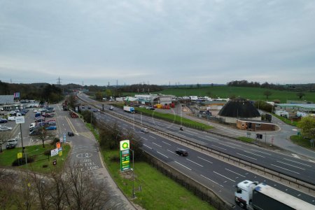 Photo for Panoramic Aerial View of British Motorways and Highways with Traffic - Royalty Free Image