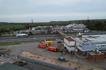 Photo for Panoramic Aerial View of British Motorways and Highways with Traffic - Royalty Free Image
