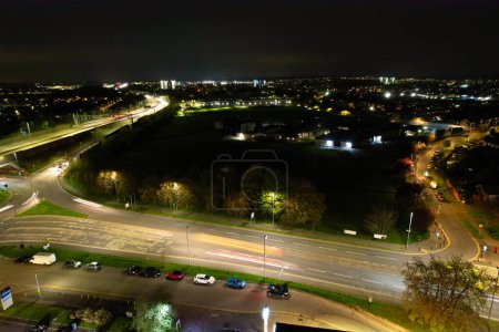 Photo for England, United Kingdom - April 26, 2023: Long Exposure Photo of Night Motorway - Royalty Free Image