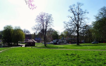 Photo for Luton, Great Britain - April 16, 2023. Wardown Museum Public Park in Luton, England, UK. Cold and Sunny Day - Royalty Free Image