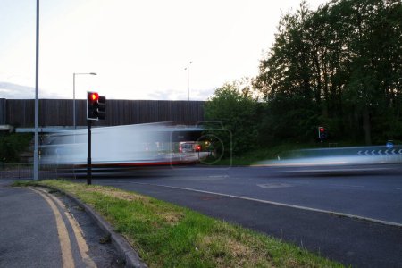 Photo for England, United Kingdom - May 15, 2023: long exposure photo of motorways. Night traffic - Royalty Free Image