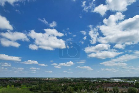 Photo for Milton Keynes, England, United Kingdom - May 21, 2023: aerial view of Caldecotte Lake - Royalty Free Image