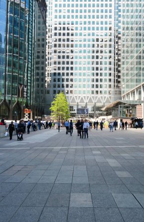 Photo for London, England, United Kingdom - June 8, 2023: People at Canary Wharf in Central London - Royalty Free Image