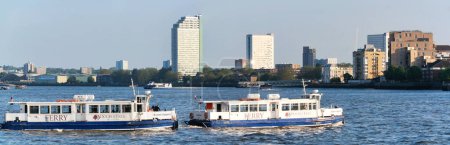 Photo for London, England, United Kingdom - June 8, 2023: Panoramic view of Central River Thames and London City - Royalty Free Image