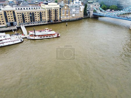 Photo for High Angle View of River Thames at London Bridge, Central London Capital City of England Great Britain UK, Most Attractive Tourist Attraction Place Captured on June 06th, 2023 - Royalty Free Image