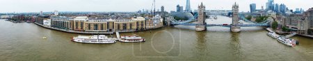 Photo for London, England, United Kingdom - June 8, 2023: Panoramic View of River Thames and London Bridge in Central London - Royalty Free Image