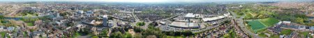 Photo for Panoramic Aerial View of Landscape Close to Historical Bedford City's Countryside at Stewartby Village England UK. April 22nd, 2023 - Royalty Free Image
