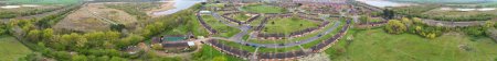 Foto de Vista aérea panorámica del paisaje cerca de la histórica campiña de Bedford City en Stewartby Village England UK. 22 de abril de 2023 - Imagen libre de derechos