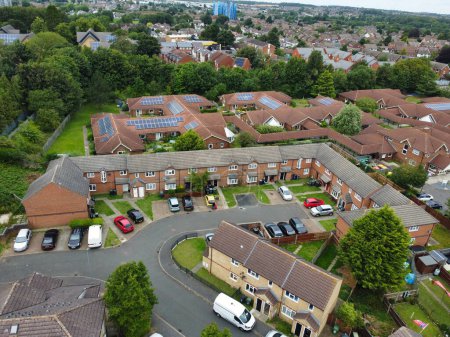 Photo for High Angle View of Western Luton City and Residential District. Aerial View of Captured with Drone's Camera on 30th July, 2023. England, UK - Royalty Free Image