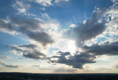 Photo for Dramatic Clouds and Sky over the Luton City of England UK. High Angle Drone's Camera Footage Captured on August 7th, 2023 - Royalty Free Image