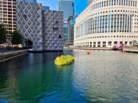 Photo for Low Angle View of Canary Wharf Buildings at Central London City of England Great Britain. The Footage Was Captured on June 8th, 2023 During Clear Sunny Day. High Resolution 64 Mega Pixels Image - Royalty Free Image