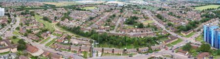 Photo for Panoramic Aerial View of Housing District of Luton City of England, UK. The Footage Was Captured with Drone's Camera on July 19th, 2023 - Royalty Free Image