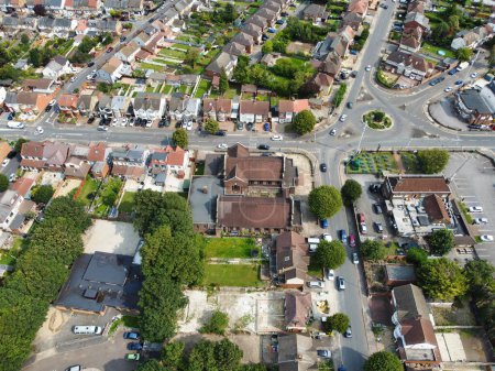 Photo for Aerial View of Residential Real Estate Homes at East of Luton City of England, Great Britain. Footage Was Captured with Drone's Camera on August 29th, 2023 During Sunset Time. - Royalty Free Image