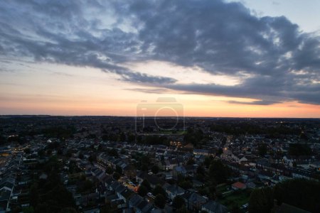 Photo for Aerial View of Illuminated Luton City of England UK after Sunset During Night of Summer. Image Was Captured with Drone's Camera on 2nd September, 2023 - Royalty Free Image