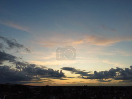 Photo for High Angle Drone's Camera Footage of Dramatic Clouds and Sky over the Luton City of England UK, September 11th, 2023 - Royalty Free Image