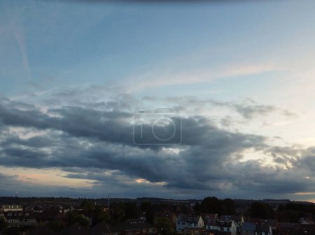 Photo for High Angle Drone's Camera Footage of Dramatic Clouds and Sky over the Luton City of England UK, September 11th, 2023 - Royalty Free Image