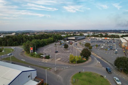 Photo for Aerial View of Residential Homes and Industrial Estate Combined at Dallow Road Near Farley Hills Luton City, England UK. The High Angle Footage Was Captured with Drone's Camera on September 7th, 2023 - Royalty Free Image