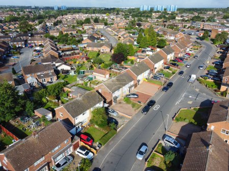 Photo for High Angle View of Residential Homes at East Luton, England, Captured on August 17th, 2023 - Royalty Free Image