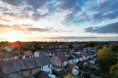 Photo for Panoramic Aerial View of Luton City During Sunset. Captured on September 24th, 2023 - Royalty Free Image