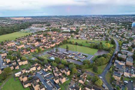 Photo for Aerial View of North East Luton City of England During Rain and Cloudy Sunset. The High Angle Image Was Captured with Drone's Camera on September 22nd, 2023 - Royalty Free Image