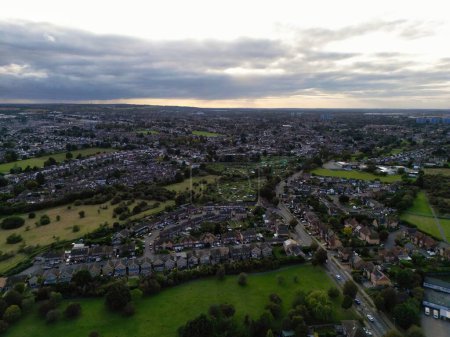 Photo for Aerial View of North East Luton City of England Under Cloudy Sky. Captured with Drone Camera on October 10th, 2023 - Royalty Free Image