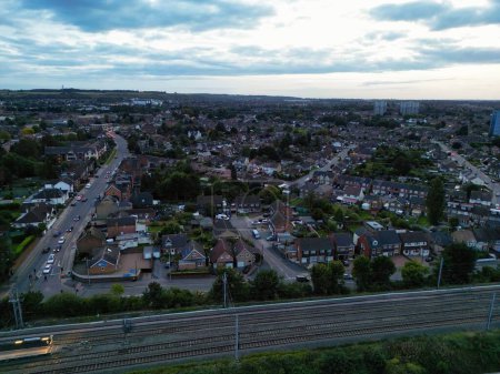 Photo for Aerial View of North East Luton City of England Under Cloudy Sky. Captured with Drone Camera on October 10th, 2023 - Royalty Free Image