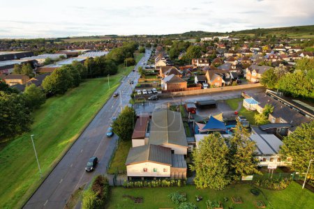 Photo for Aerial View of North East Luton City of England During Rain and Cloudy Sunset. The High Angle Image Was Captured with Drone's Camera on September 22nd, 2023 - Royalty Free Image