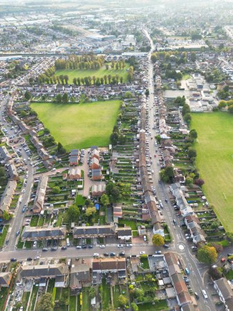Photo for Aerial Panoramic View of North Luton Town of England Great Britain, UK. Image Was Captured with Drone's Camera on October 8th, 2023 from Medium Altitude. - Royalty Free Image