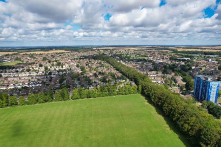 Photo for High Angle of Residential Real Estate Homes at North of Luton City of England, Great Britain. Image Was Captured with Drone's Camera on August 15th, 2023 - Royalty Free Image