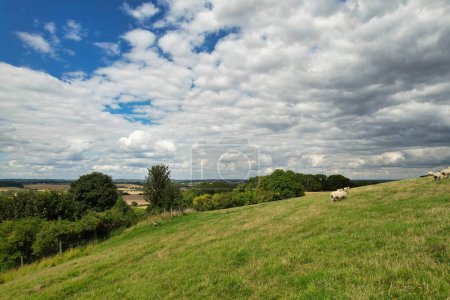 Photo for Most Beautiful High Angle view of British Countryside Landscape at Sharpenhoe Clappers Near Luton City of England Great Britain. Image Captured on August 15th, 2023 - Royalty Free Image