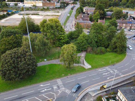 Photo for Aerial Footage of Central Luton Town of England Great Britain, UK. The downtown Footage Was Captured with Drone's Camera on September 1st, 2023 - Royalty Free Image