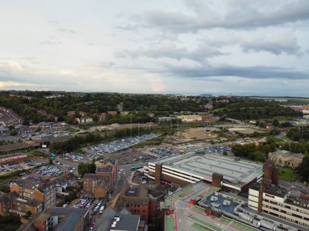 Photo for Aerial Footage of Central Luton Town of England Great Britain, UK. The downtown Footage Was Captured with Drone's Camera on September 1st, 2023 - Royalty Free Image