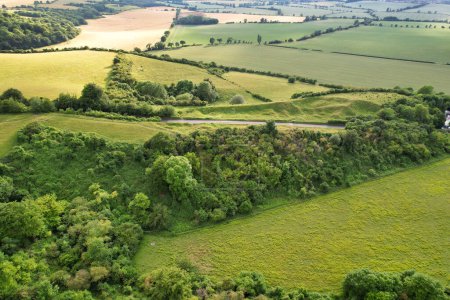 Photo for Most Beautiful High Angle view of British Countryside Landscape at Sharpenhoe Clappers Near Luton City of England Great Britain. Image Captured on June 26th, 2023 - Royalty Free Image