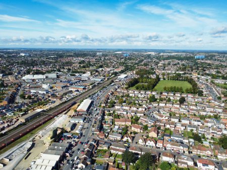 Photo for Panoramic Aerial View of Luton City During Sunset. Captured on September 25th, 2023 - Royalty Free Image